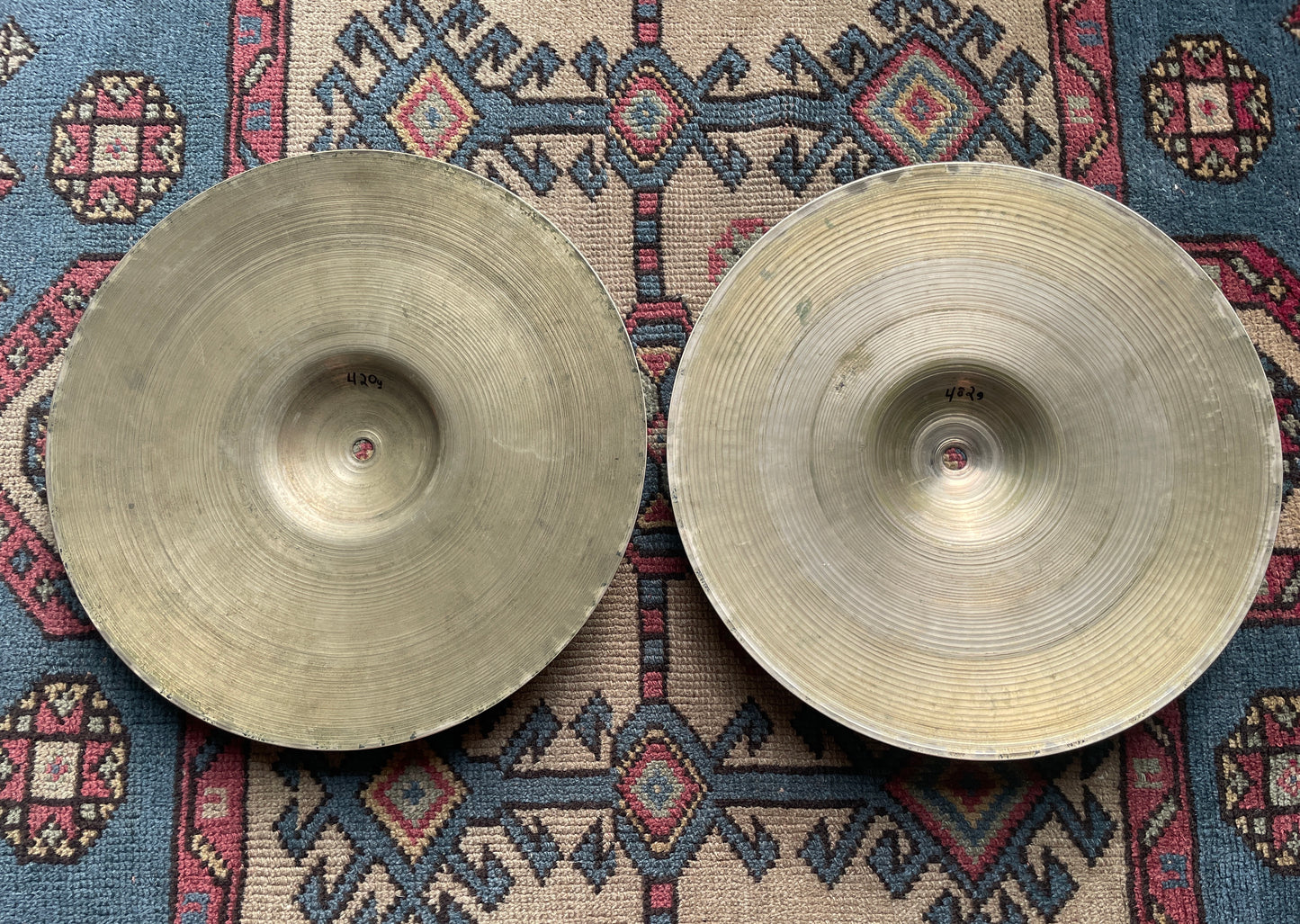 1950s 12" Zildjian A Small Stamp Hi-Hat Cymbal Pair 420g/482g