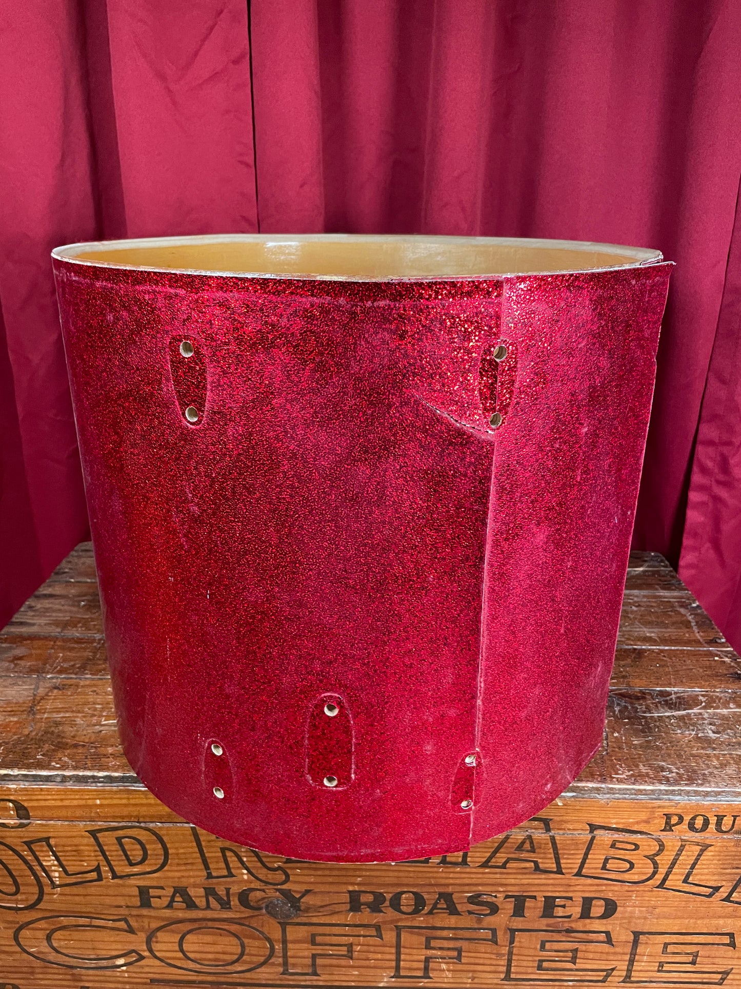1970s Slingerland 16x18 Floor Tom Drum Shell Red Sparkle 5-Ply