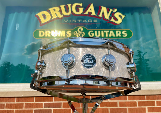 DW Collector's Series Ten & Six 5x14 Snare Drum White Marine Pearl Drum Workshop