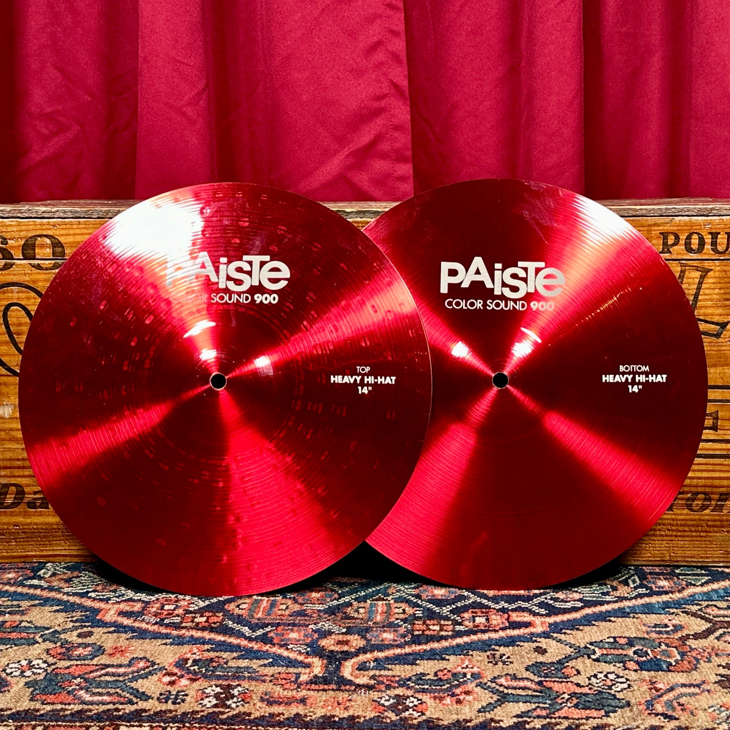 14" Paiste Red Color Sound 900 Hi-Hat Cymbal Pair 956g/1308g *Video Demo*