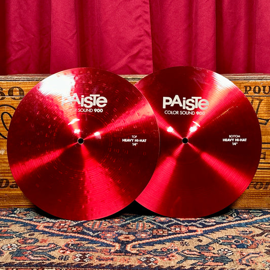 14" Paiste Red Color Sound 900 Hi-Hat Cymbal Pair 956g/1308g *Video Demo*