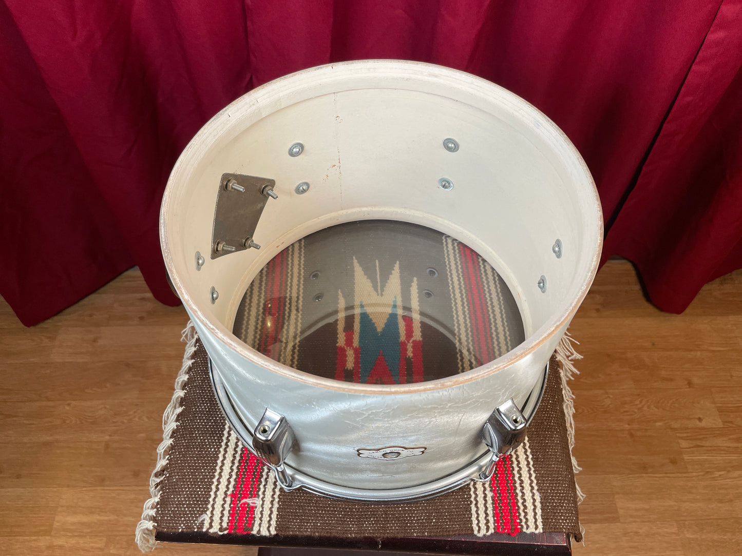 1960s Camco 8x12 Tom Drum White Moire / Satin Flame