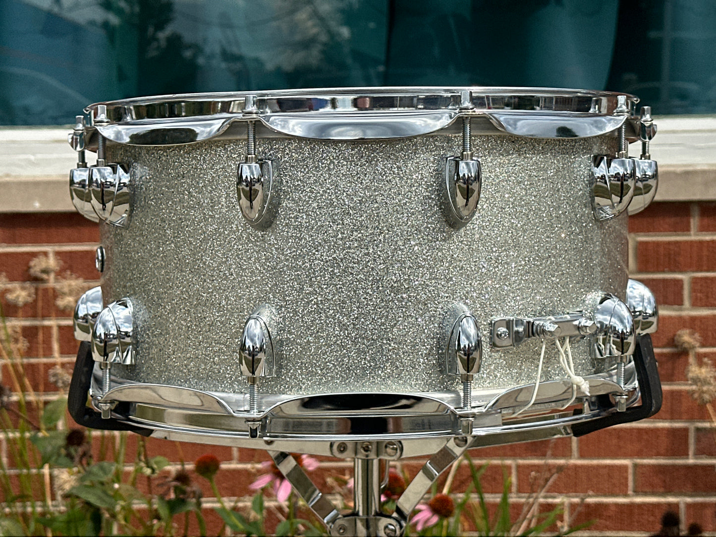 2007 Yamaha Oak Custom 7x14 Snare Drum Silver Sparkle MIJ NSD087A