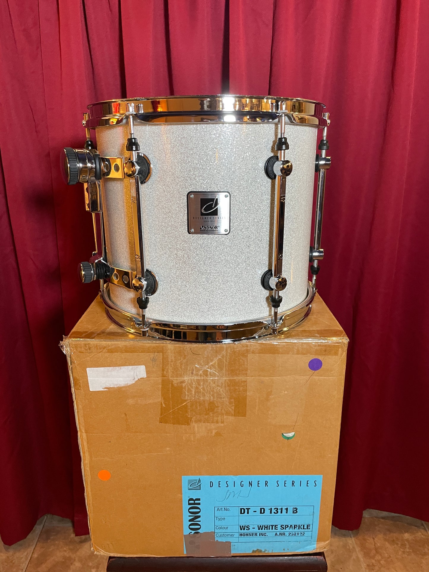Sonor Designer Series 13" Maple Light Tom Single White Sparkle 11x13 13x11