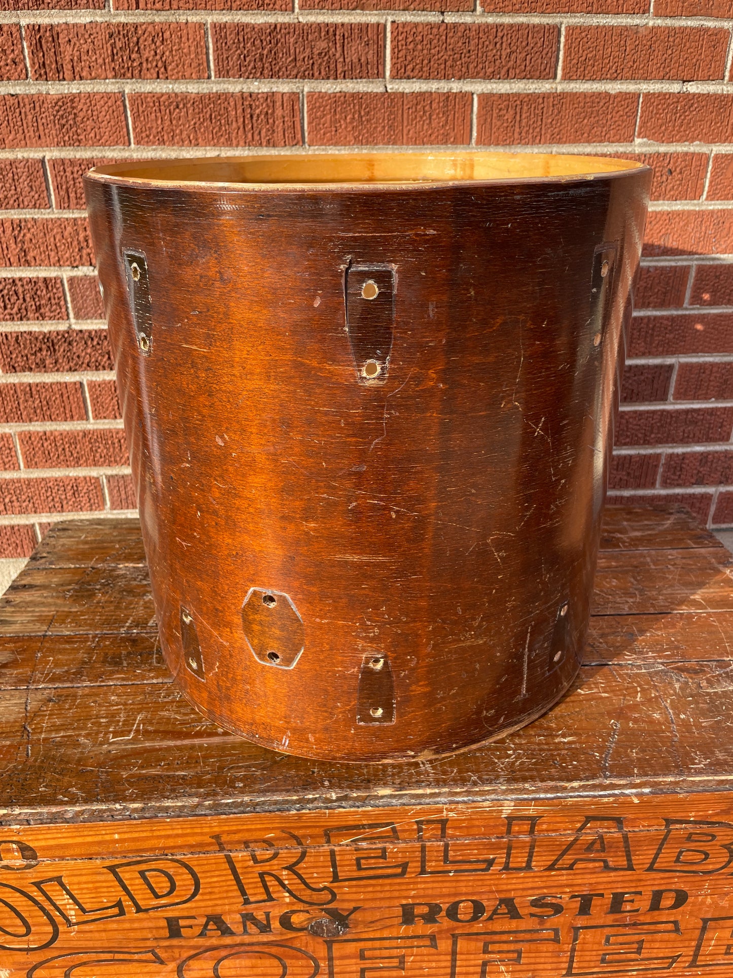 1970s Ludwig 16x16 Floor Tom Drum Shell Walnut Thermo-Gloss