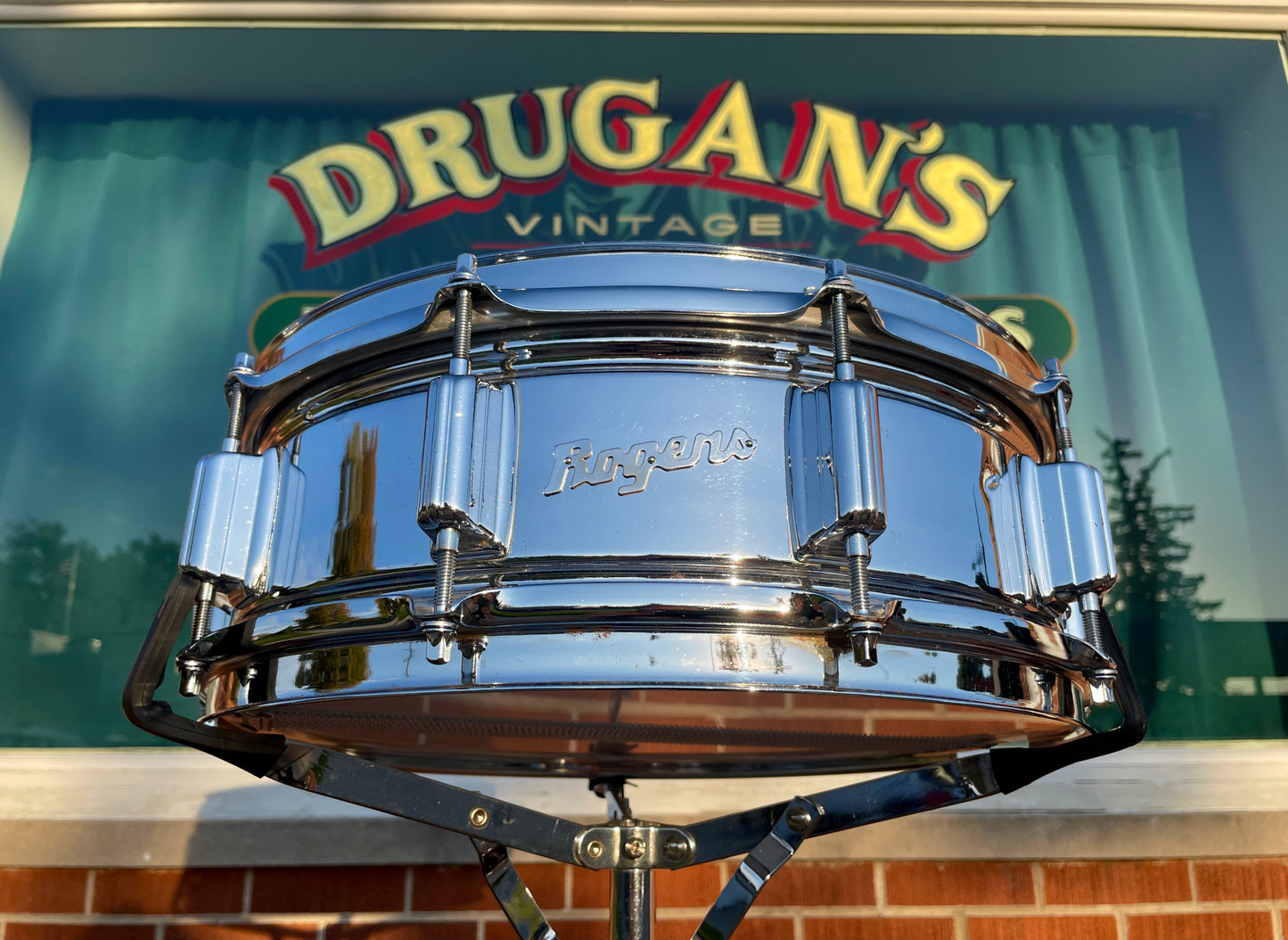 1970s Rogers SuperTen Script Logo 5x14 Snare Drum Steel No. 53-2514 Super Ten 10