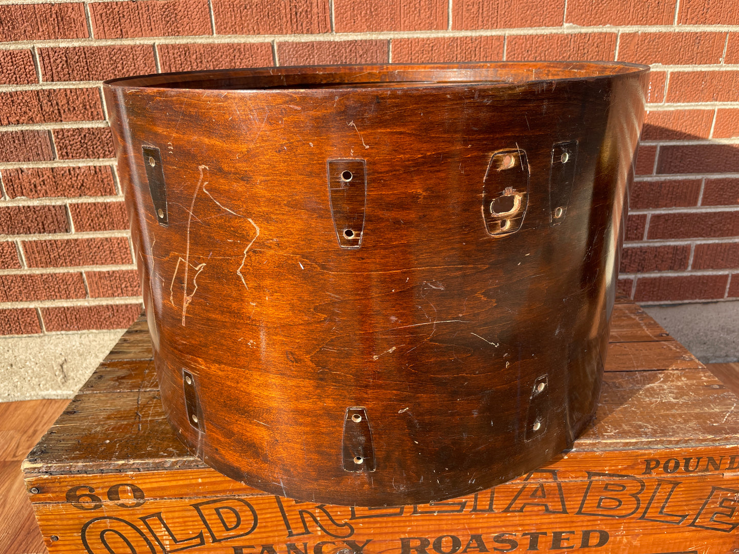 1970s Ludwig Hollywood 14x22 Bass Drum Shell Walnut Thermo-Gloss