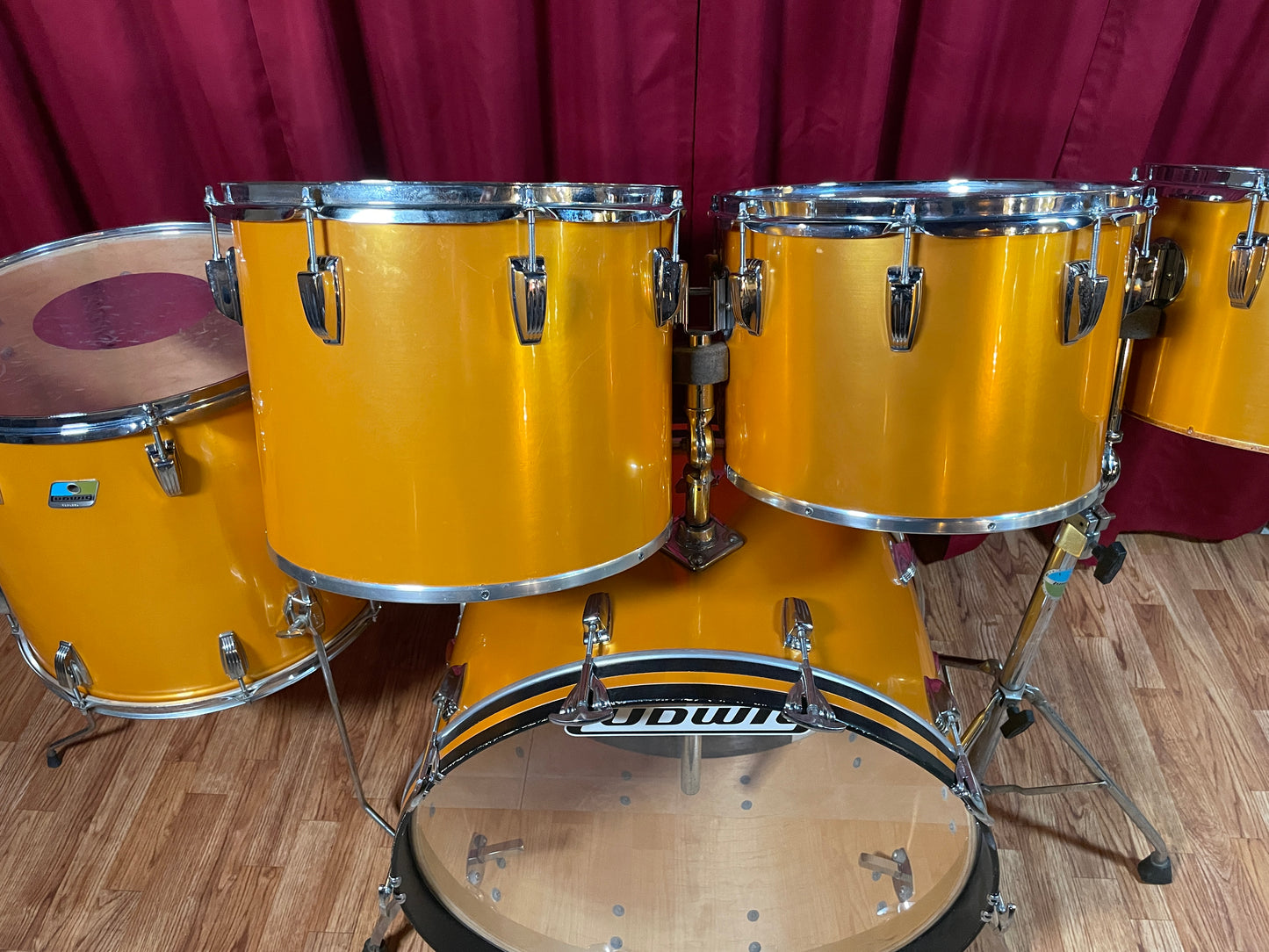 1979 Ludwig Concert Tom Drum Set Gold Silk 24/13/14/15/18
