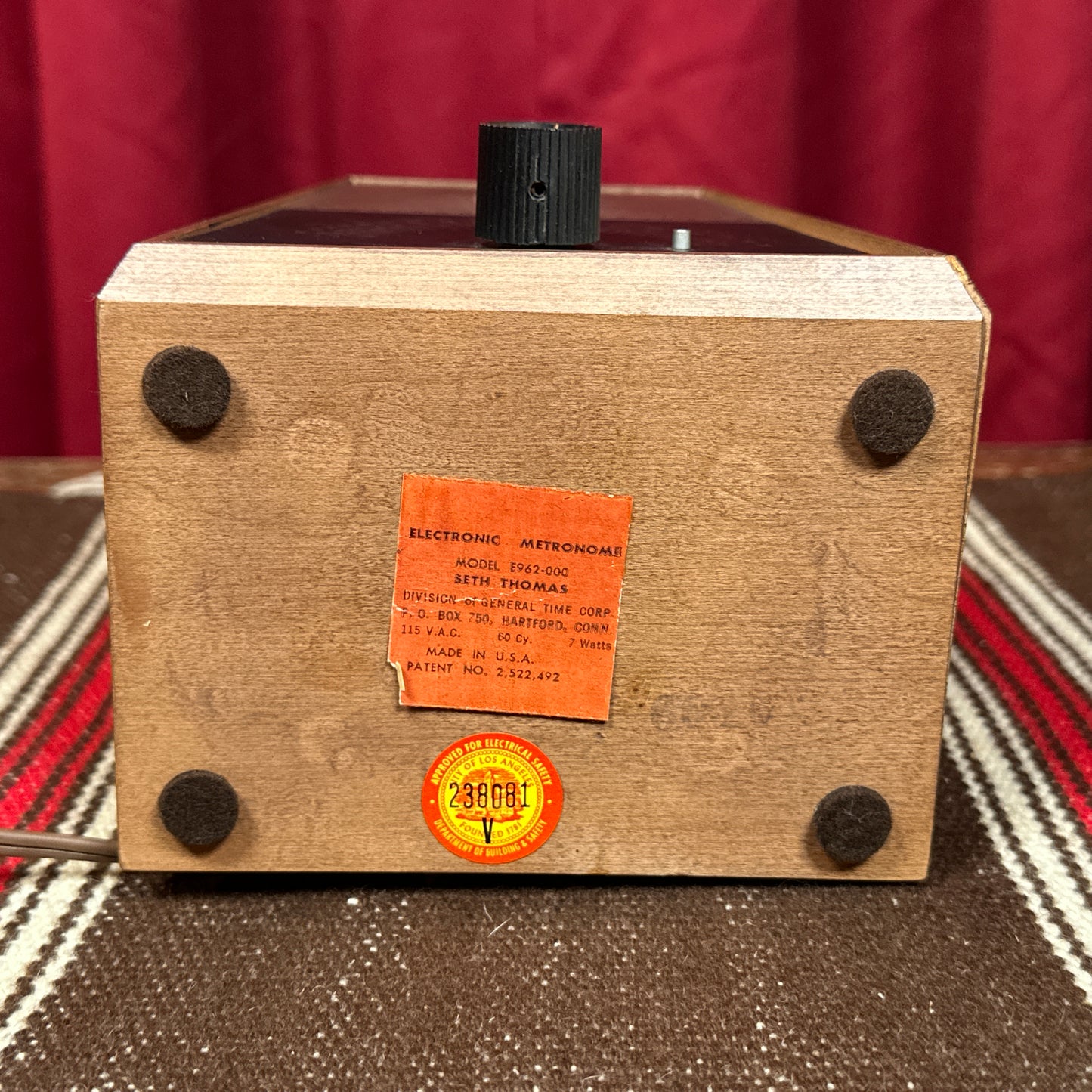 Vintage 1960s Seth Thomas Model E962-000 Electronic Metronome