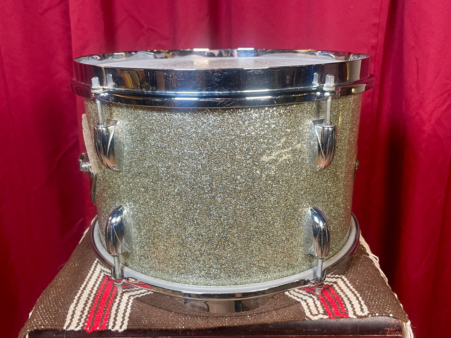 1950s Gretsch 8x12 Round Badge Tom Drum Silver Sparkle