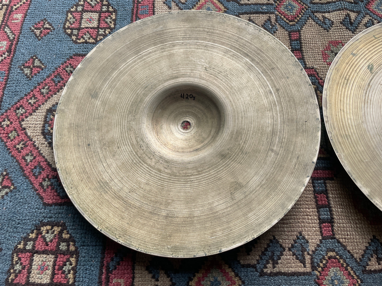 1950s 12" Zildjian A Small Stamp Hi-Hat Cymbal Pair 420g/482g