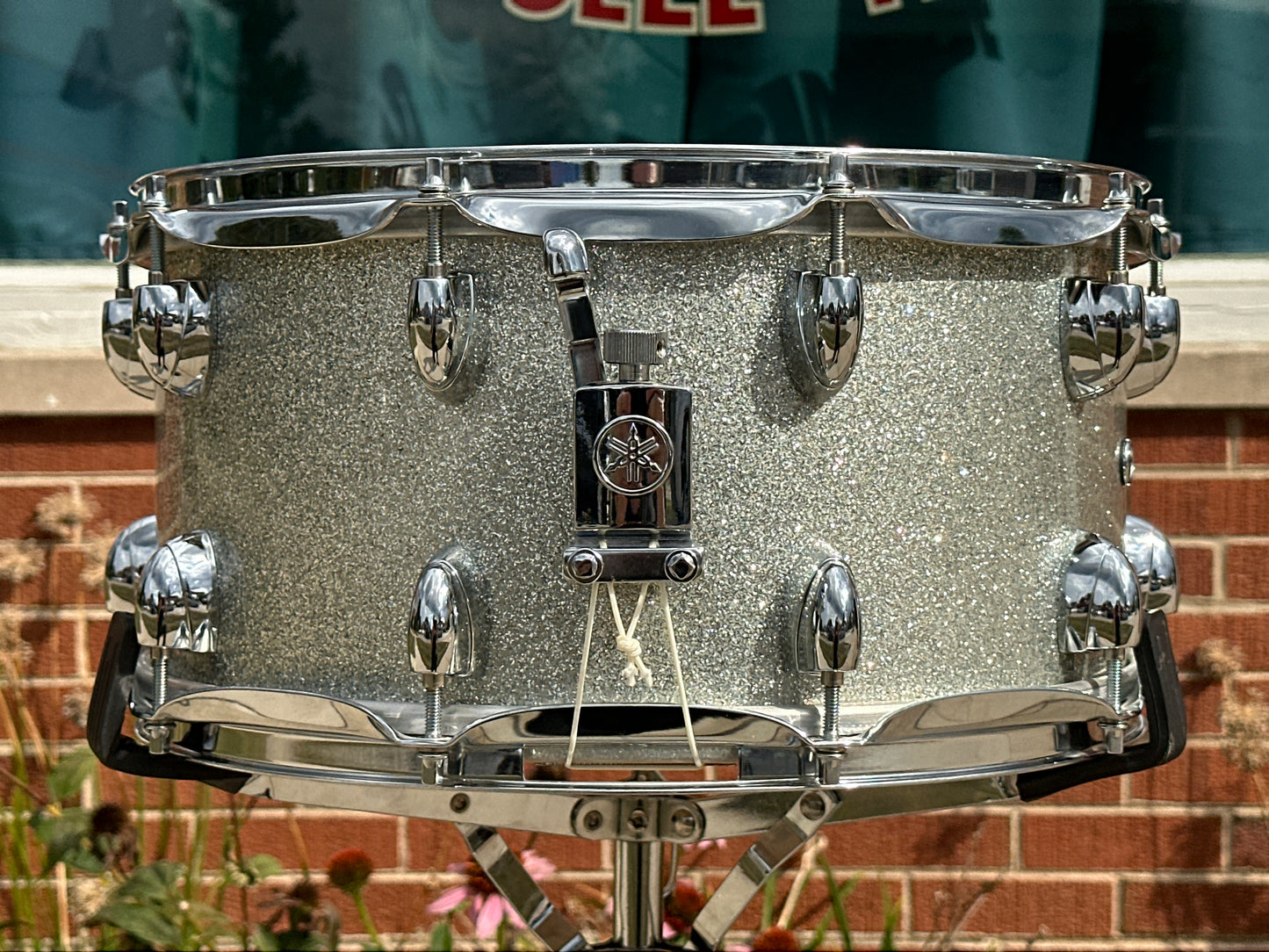 2007 Yamaha Oak Custom 7x14 Snare Drum Silver Sparkle MIJ NSD087A