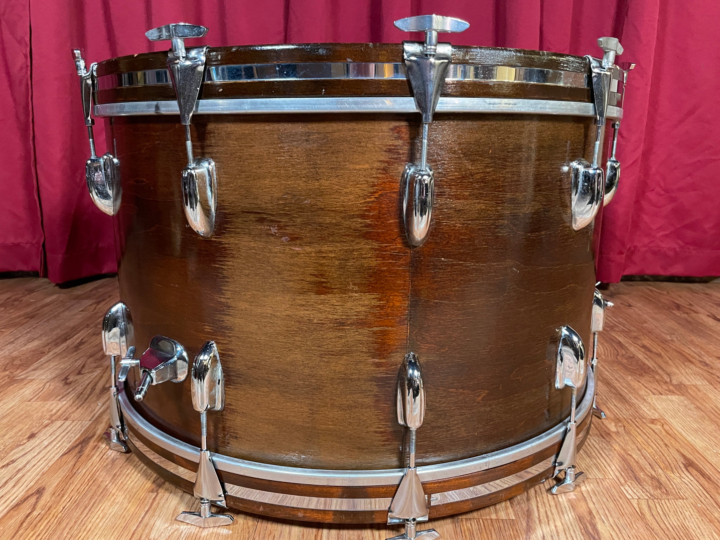 1970s Slingerland 14x24 Sound King Bass Drum Walnut 3 Ply