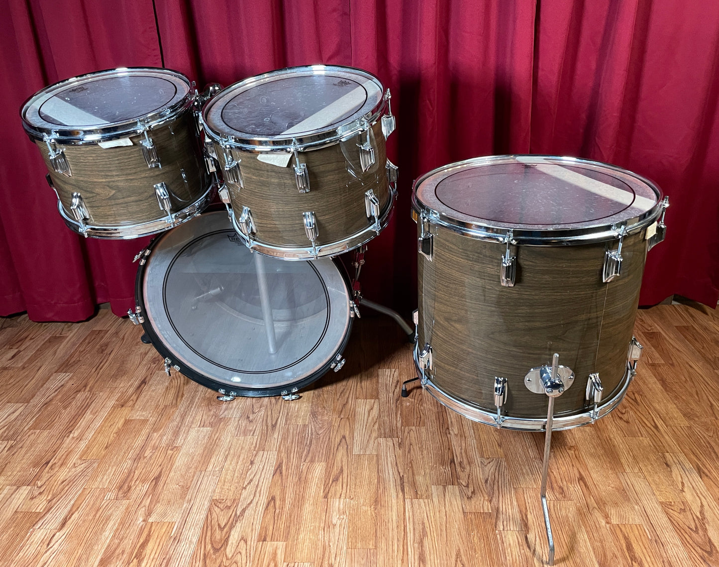 1970s Rogers "Big R" Drum Set New Mahogany 22/13/14/18
