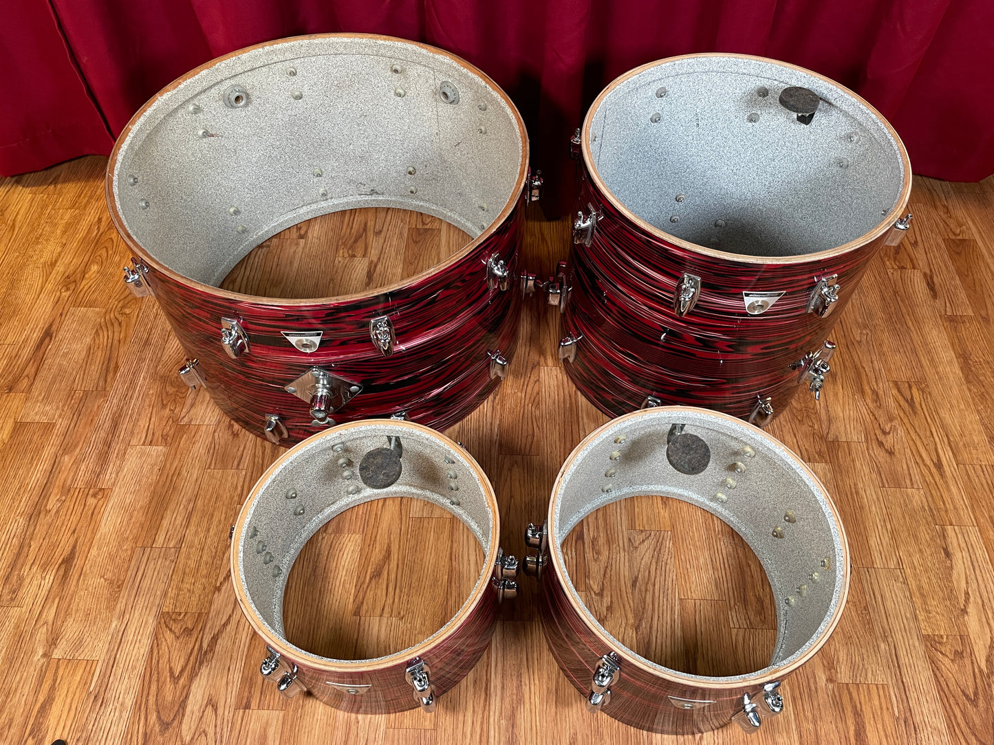 1970s Ludwig Standard Drum Set Ruby Red Strata 22/12/13/16