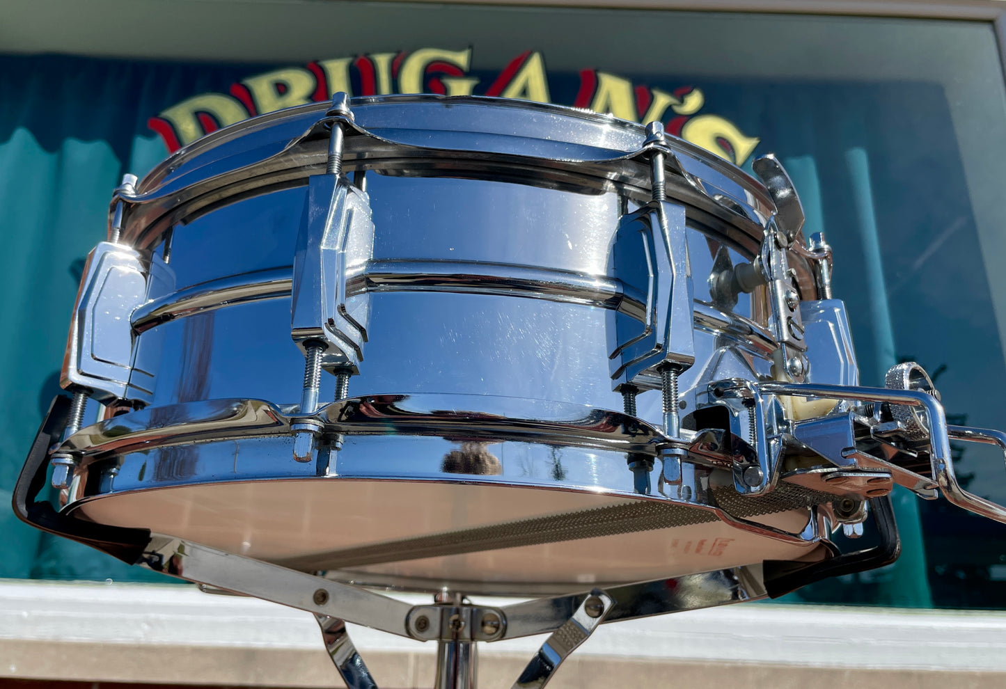 1970s Ludwig No. 410 Super Sensitive 5x14 Snare Drum Cut Badge Supraphonic