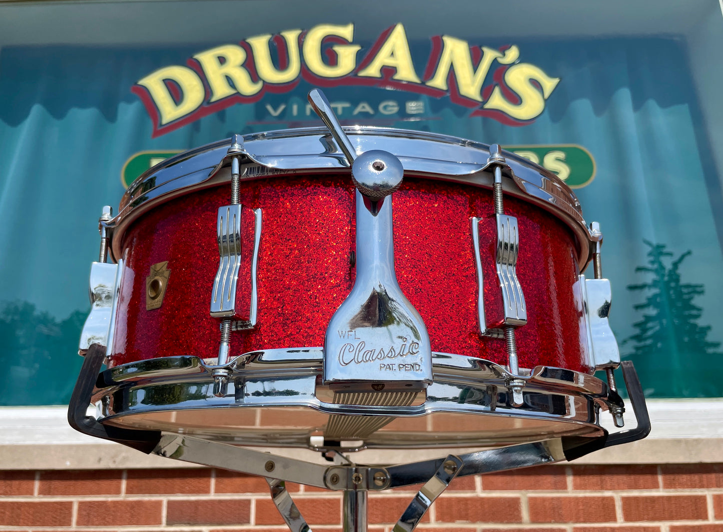 1962 Ludwig Super Classic 5.5x14 Snare Drum Red Sparkle