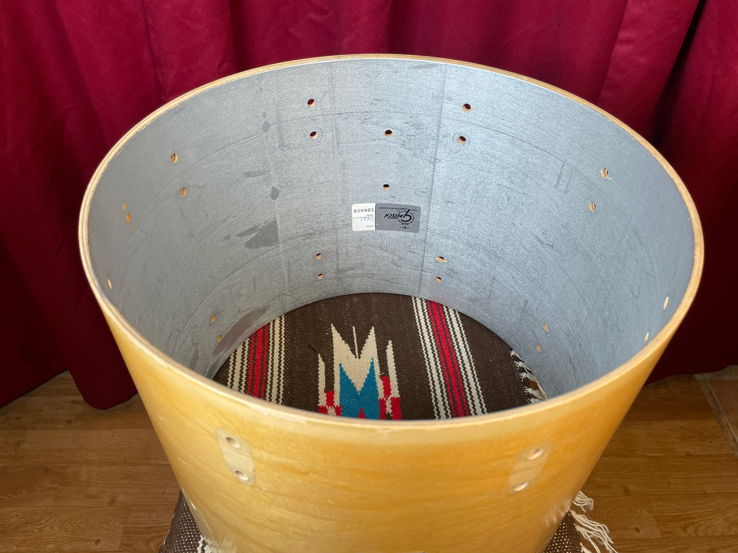 Vintage Gretsch 12x15 Floor Tom Drum Shell Natural Stop Sign Badge Era