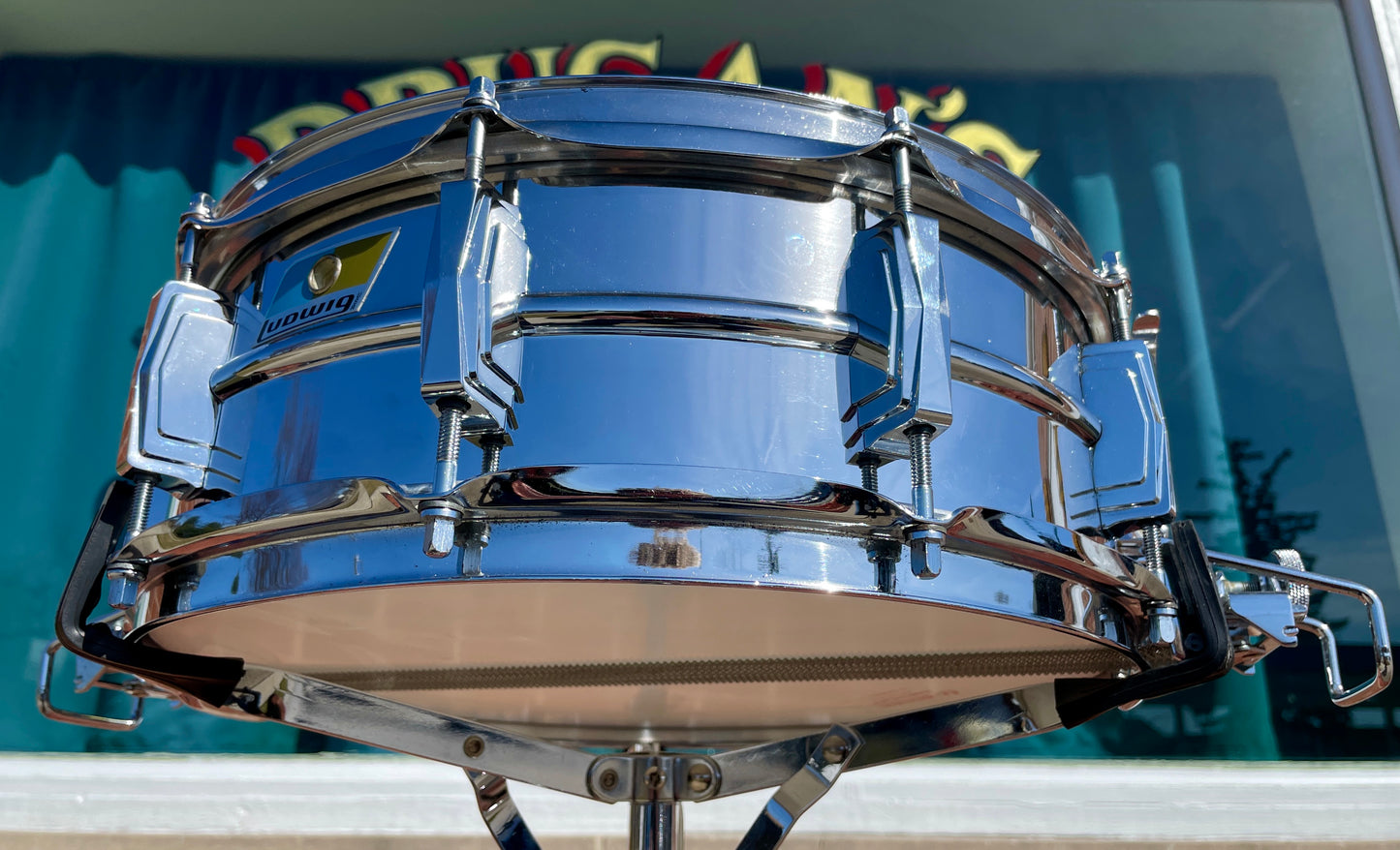 1970s Ludwig No. 410 Super Sensitive 5x14 Snare Drum Cut Badge Supraphonic