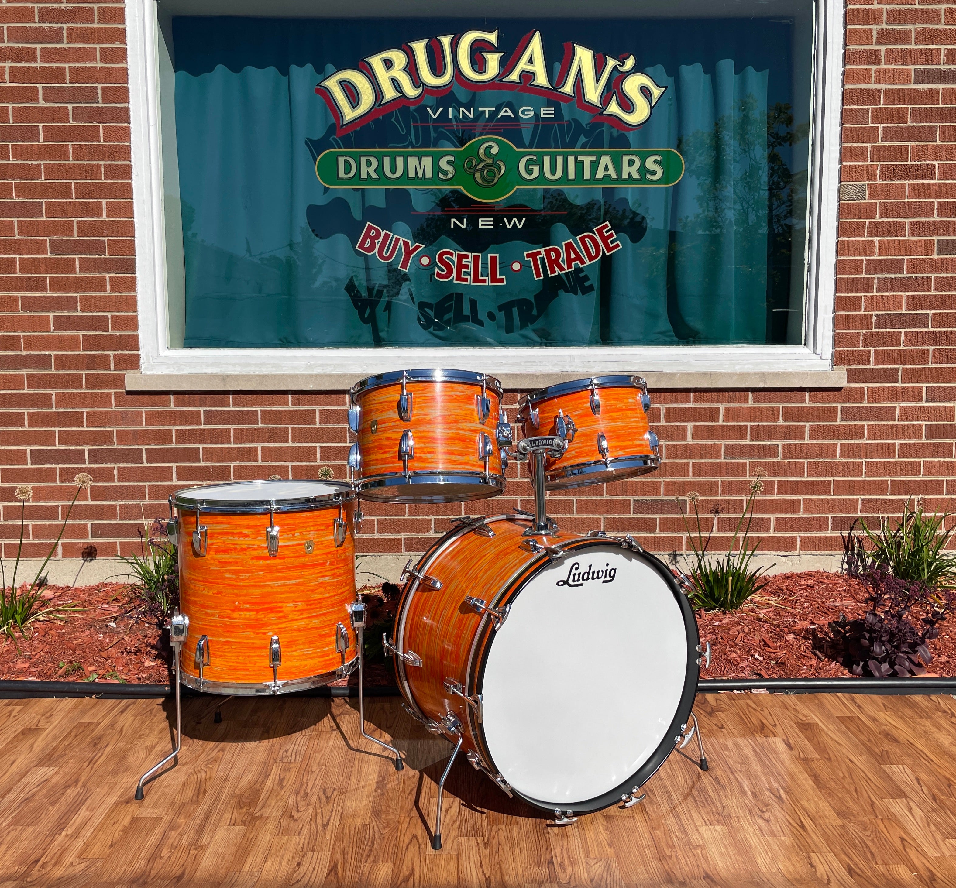 1967 Ludwig Hollywood Drum Set Mod Orange 22/12/13/16 – Drugan's