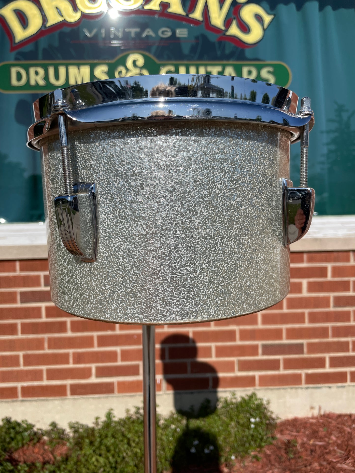 1960s Ludwig No. 2358P Bongos Silver Sparkle w/ Original Stand