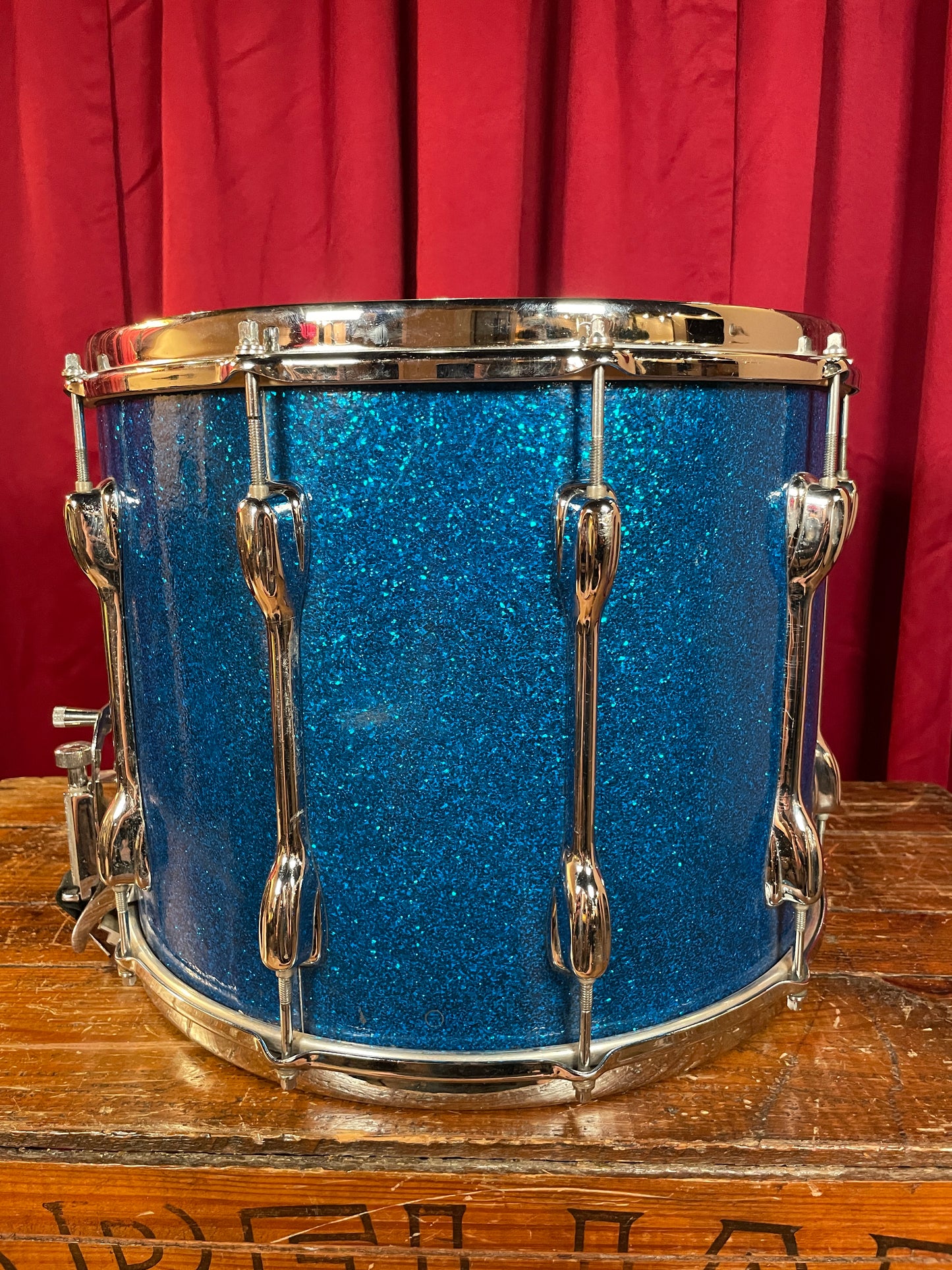 1970s Slingerland 12x15 Marching Snare Drum Blue Sparkle