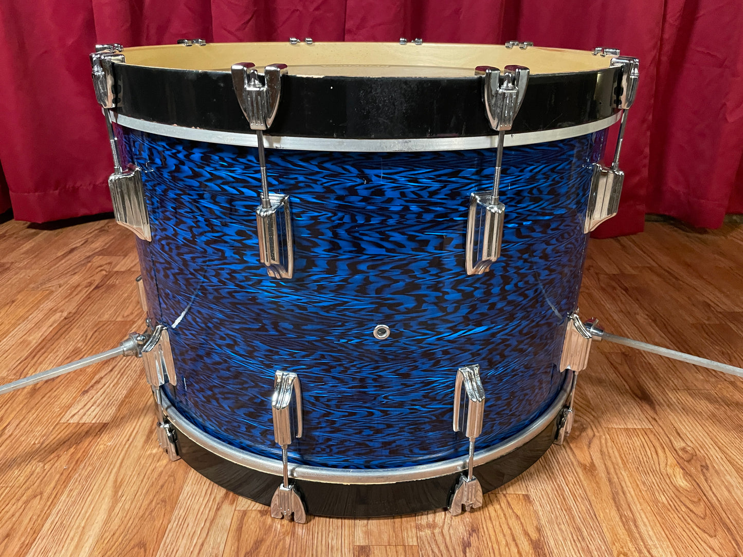 1970s Rogers PowerTone 14x22 Bass Drum Blue Onyx Pearl 22x14