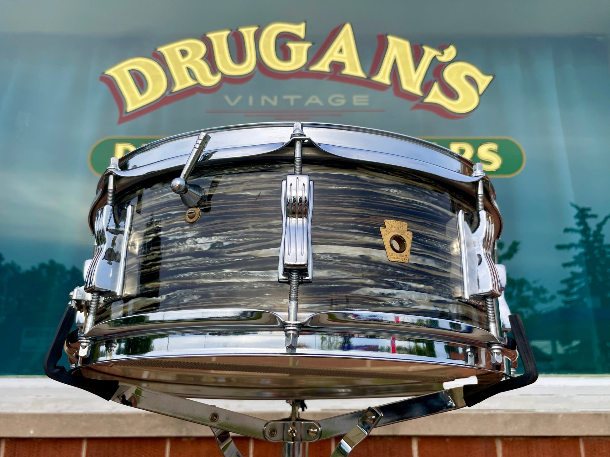 1966 Ludwig Jazz Festival 5x14 Snare Drum Oyster Black Pearl Ringo Starr, Muffler