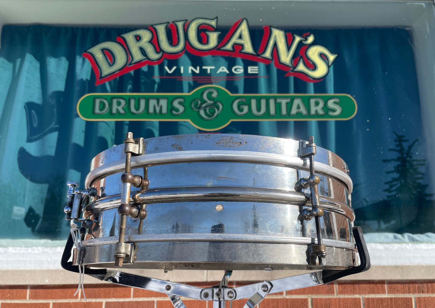 1920s Ludwig 4x14 Dance Model Universal 2-Pc. Brass Shell Snare Drum Pioneer