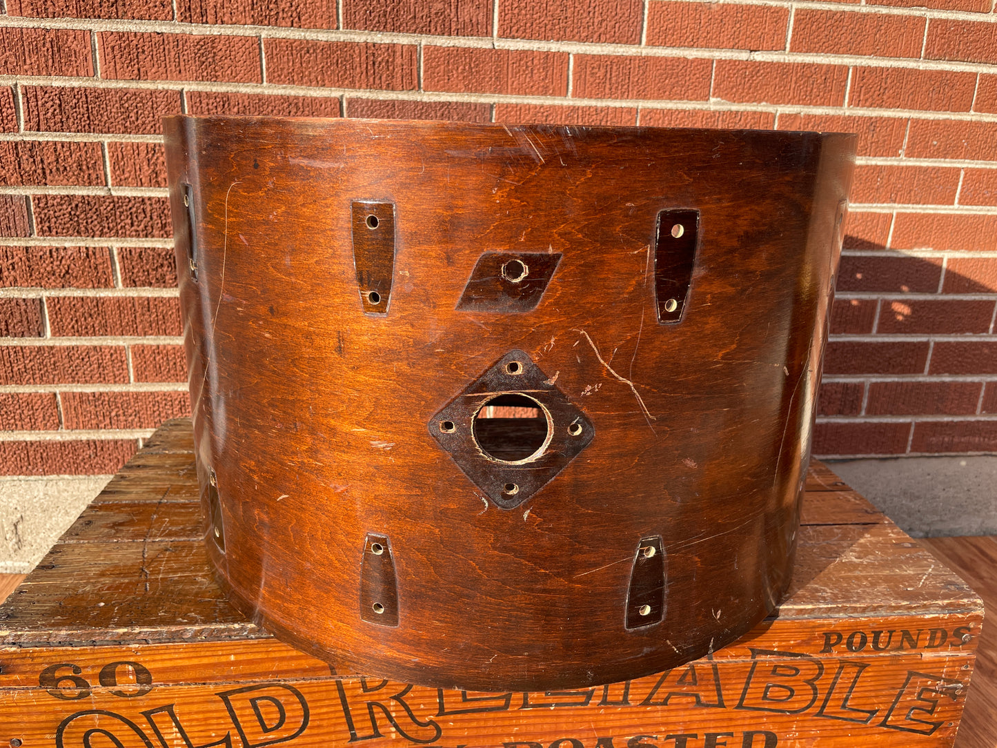 1970s Ludwig Hollywood 14x22 Bass Drum Shell Walnut Thermo-Gloss