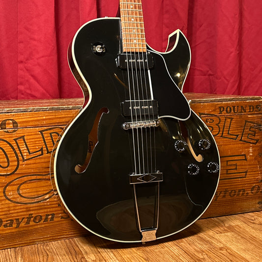 1996 Gibson ES-135 Semi Hollowbody Electric Guitar Black P-100 Pickups w/ HSC
