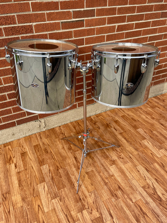 1970s Slingerland 15" & 16" Concert Tom w/ Set-O-Matic Concert Tom Stand 3-Ply C.O.W.