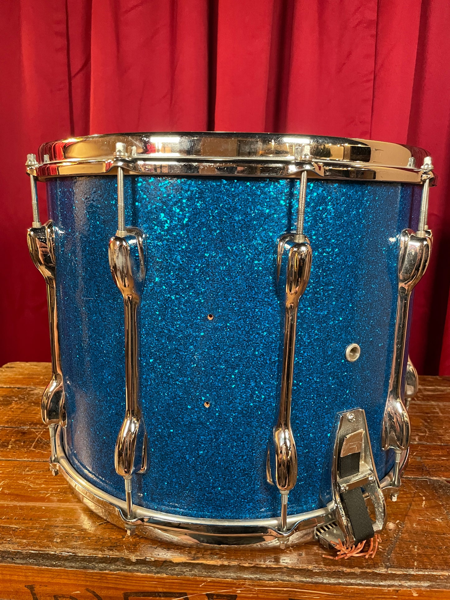 1970s Slingerland 12x15 Marching Snare Drum Blue Sparkle