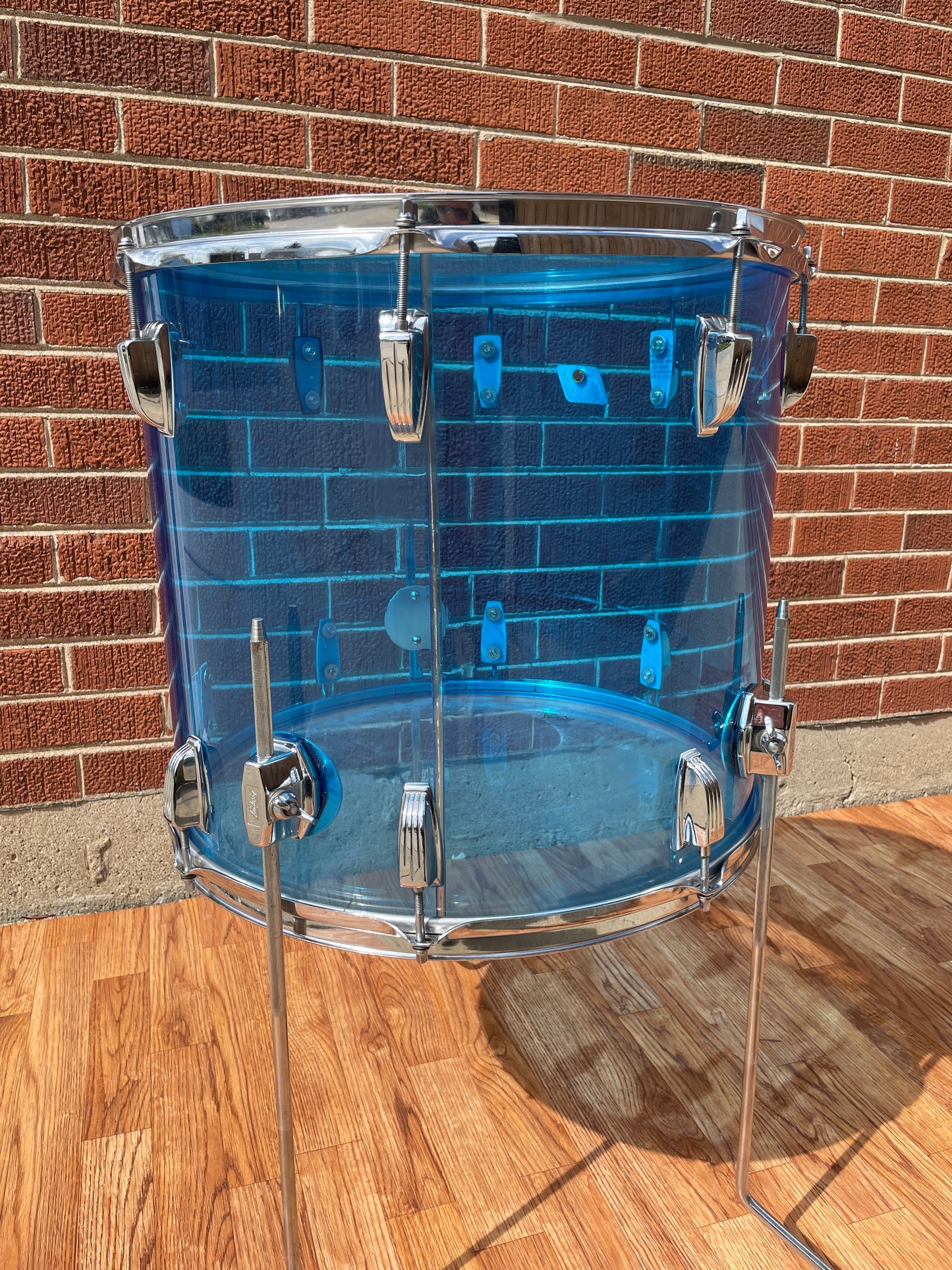 1970s Ludwig Vistalite 16x18 Floor Tom Drum Blue