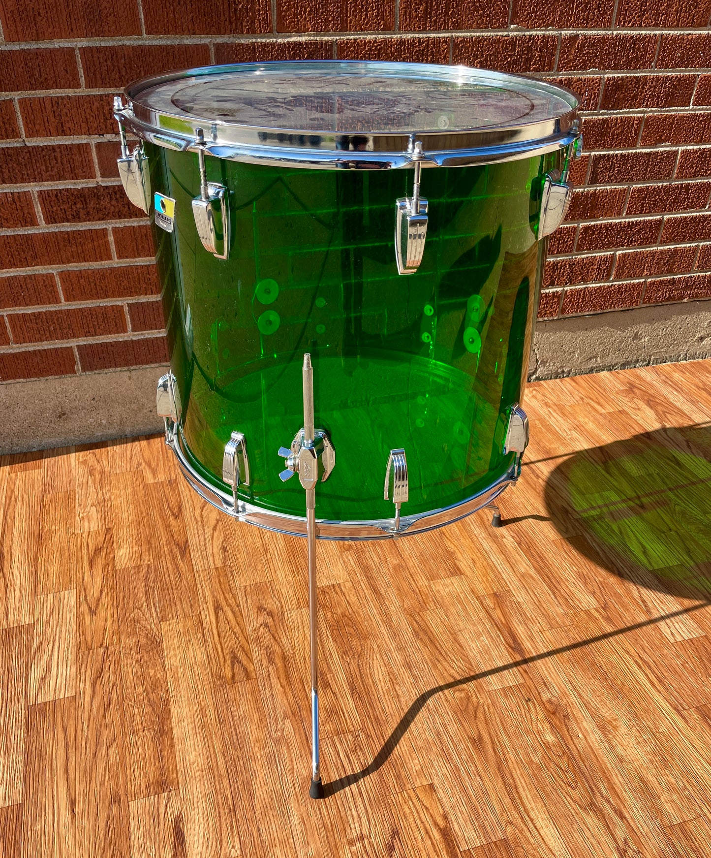1970s Ludwig Vistalite 16x18 Floor Tom Drum Green