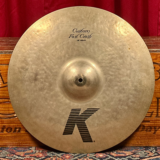 18" Zildjian K Custom Fast Crash Cymbal 1344g CRACKED *Video Demo*