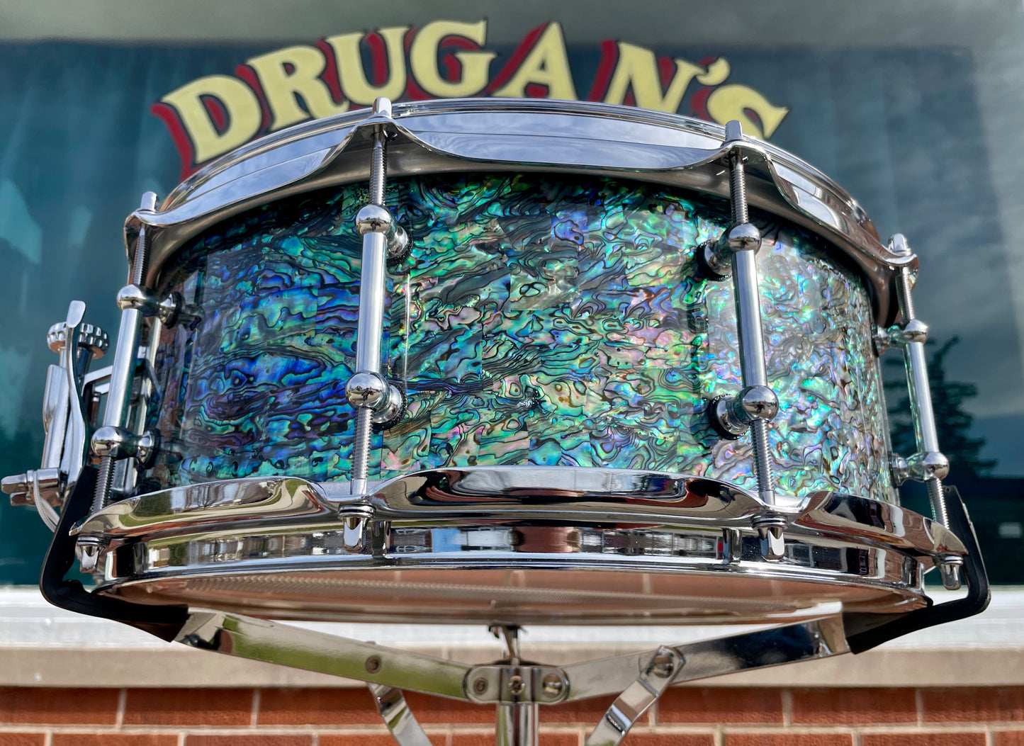 C&C Drum Company Custom 6+6 Maple 5.5x14 Snare Drum Black Paua Abalone *Video Demo*