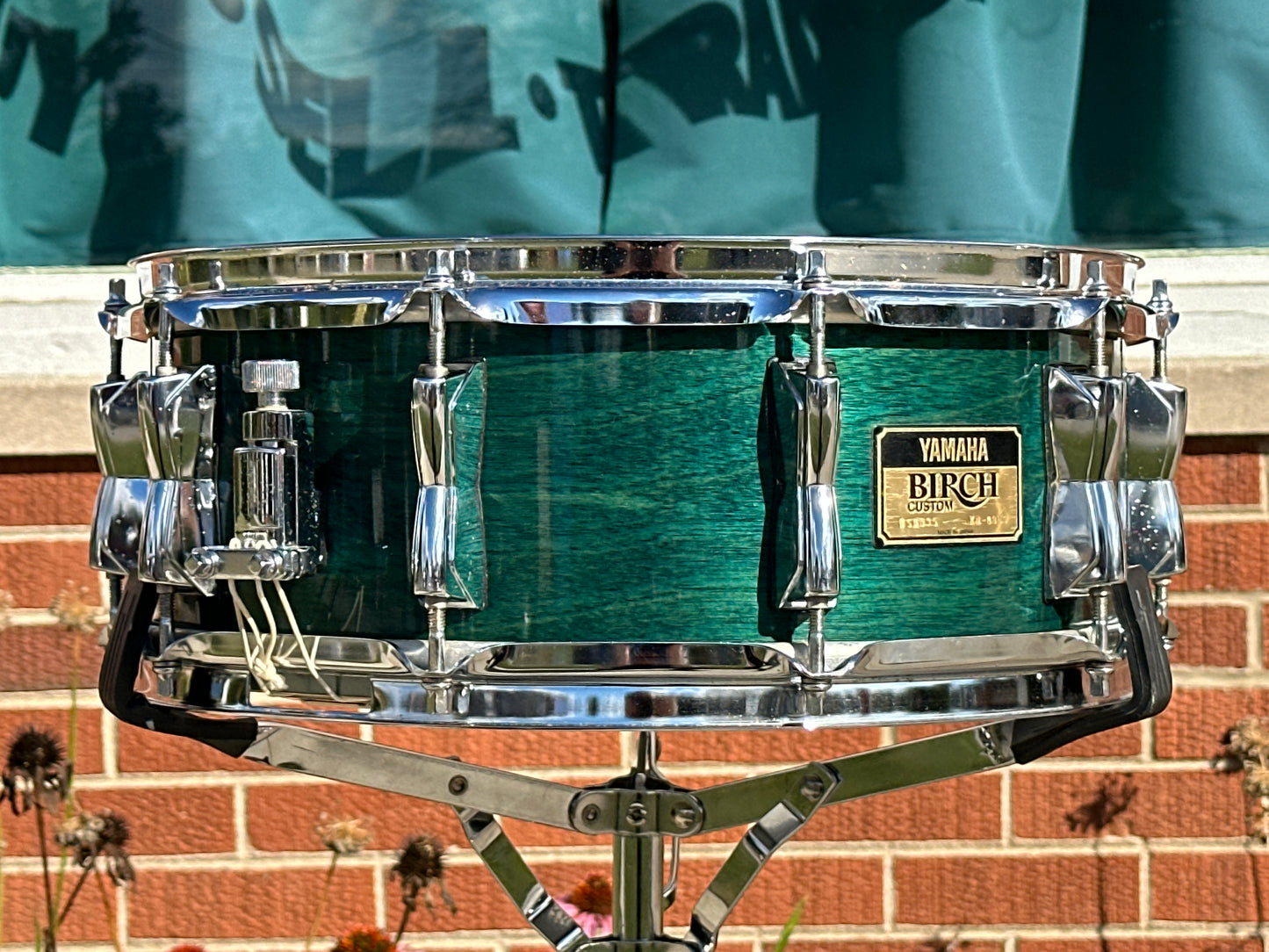 1994 Yamaha Birch Custom 5.5x14 Snare Drum Deep Aqua BSD-095 MIJ