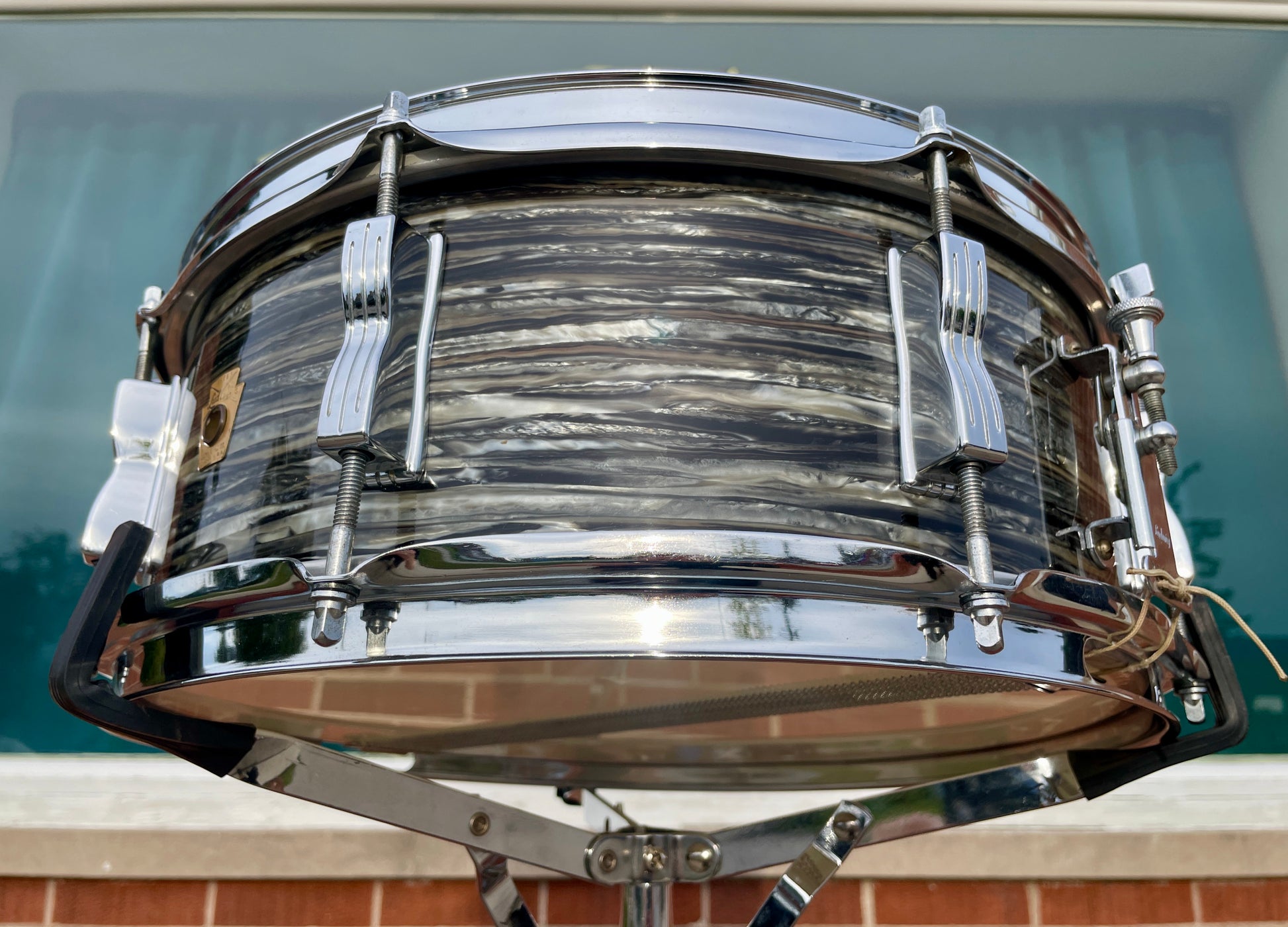 1966 Ludwig Jazz Festival 5x14 Snare Drum Oyster Black Pearl Ringo Starr, Side 1