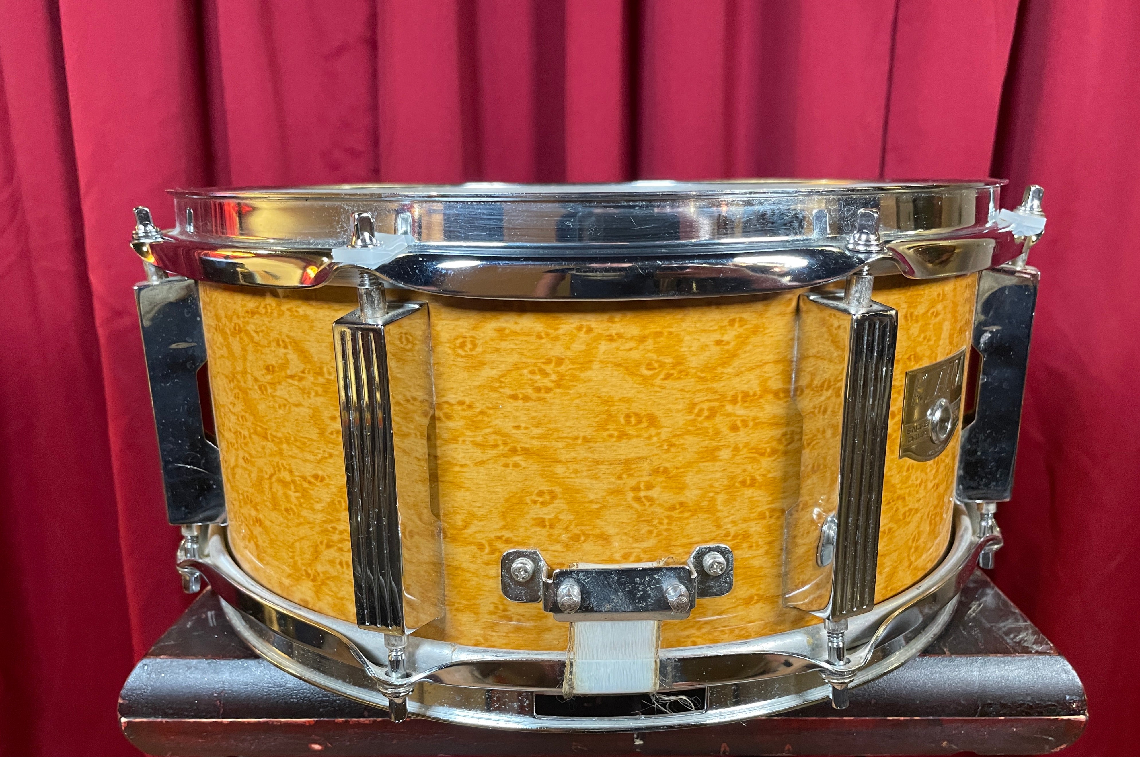 1990s Tama Artwood 6x13 Snare Drum Amber Gravure Wrap 7-Ply