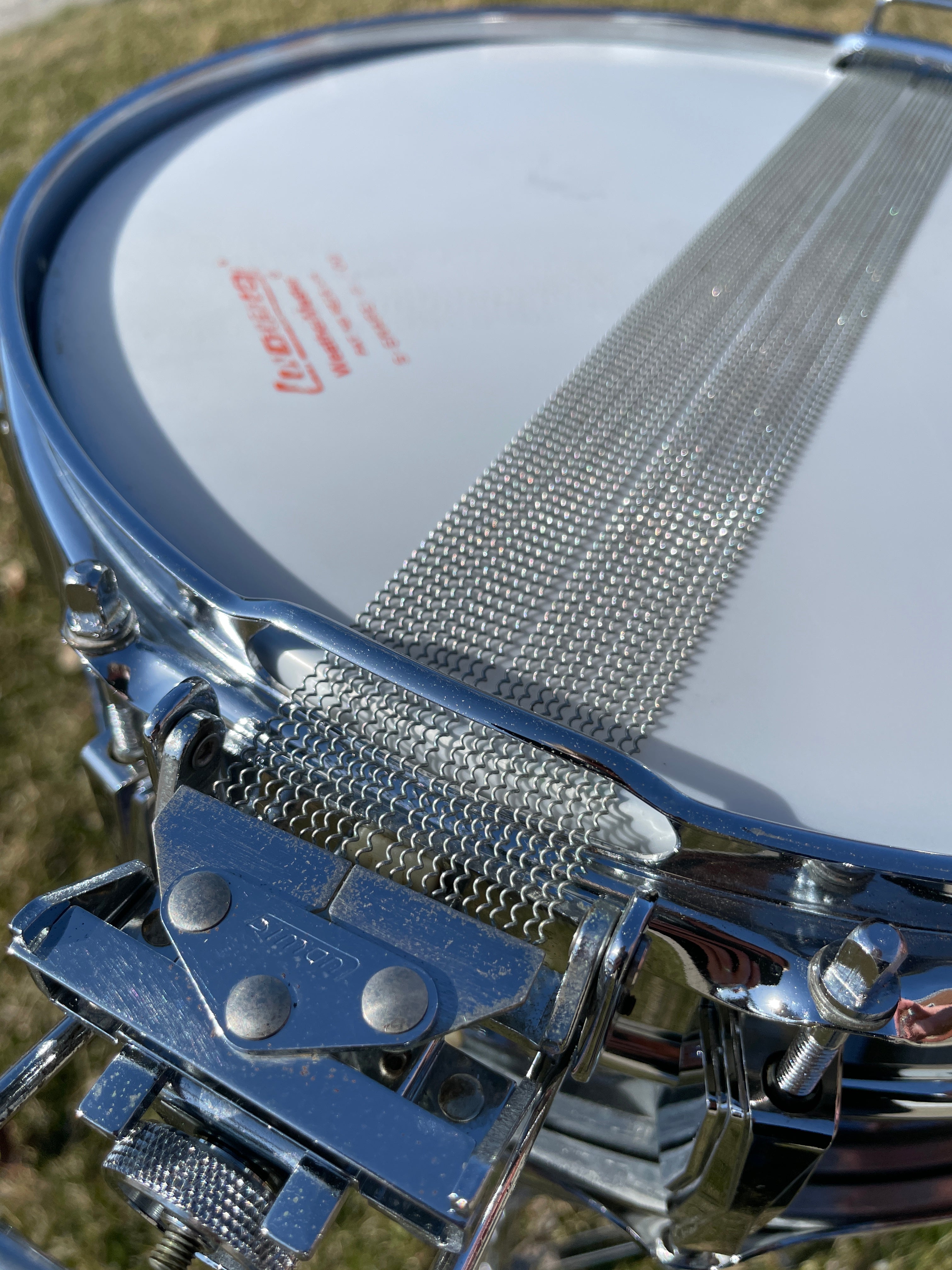 1970s Ludwig No. 410 Super Sensitive 5x14 Snare Drum Cut Badge