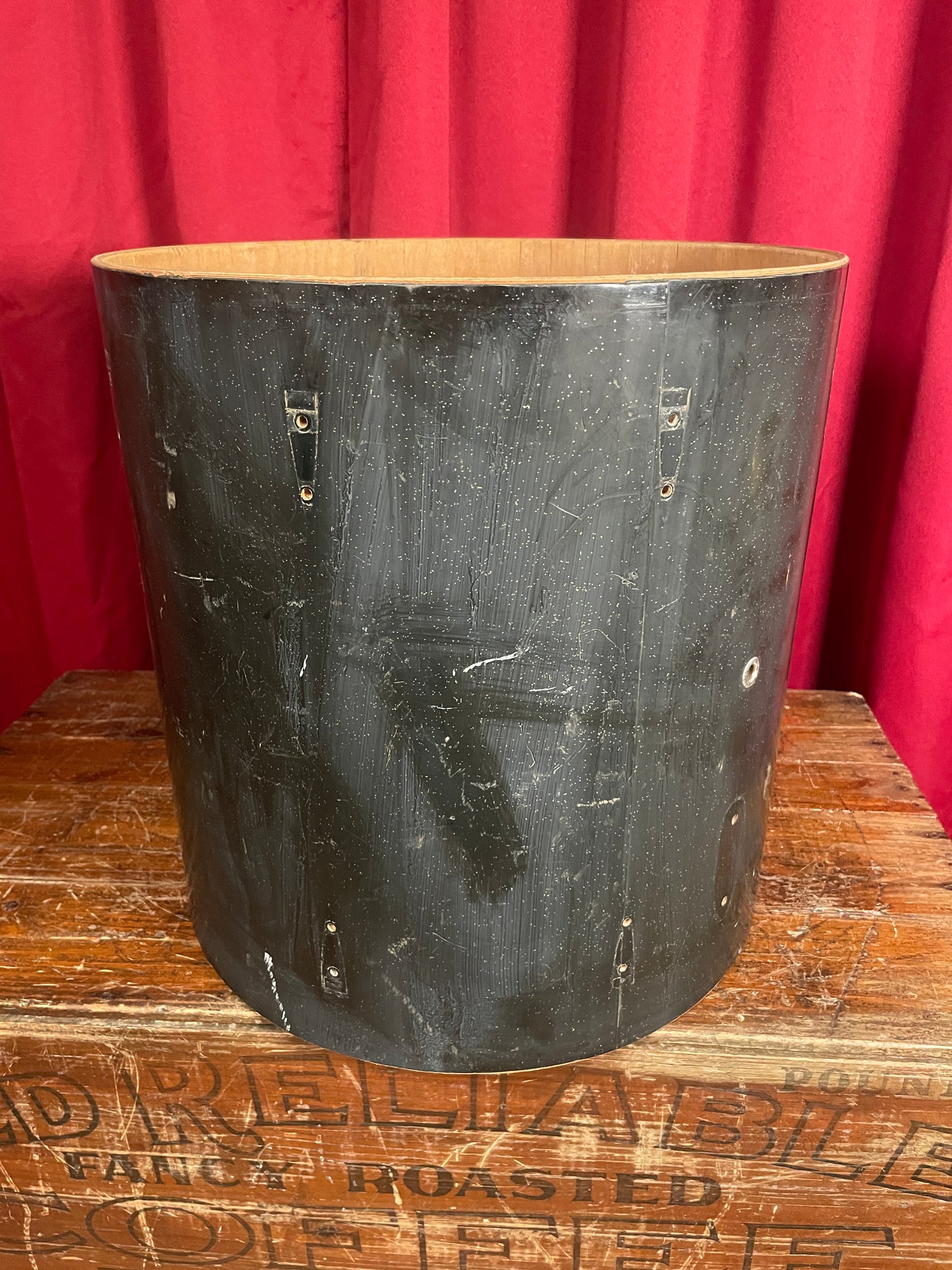 1971 Sonor Teardrop 16x16 Floor Tom Shell Black Silver Speckle 40cm