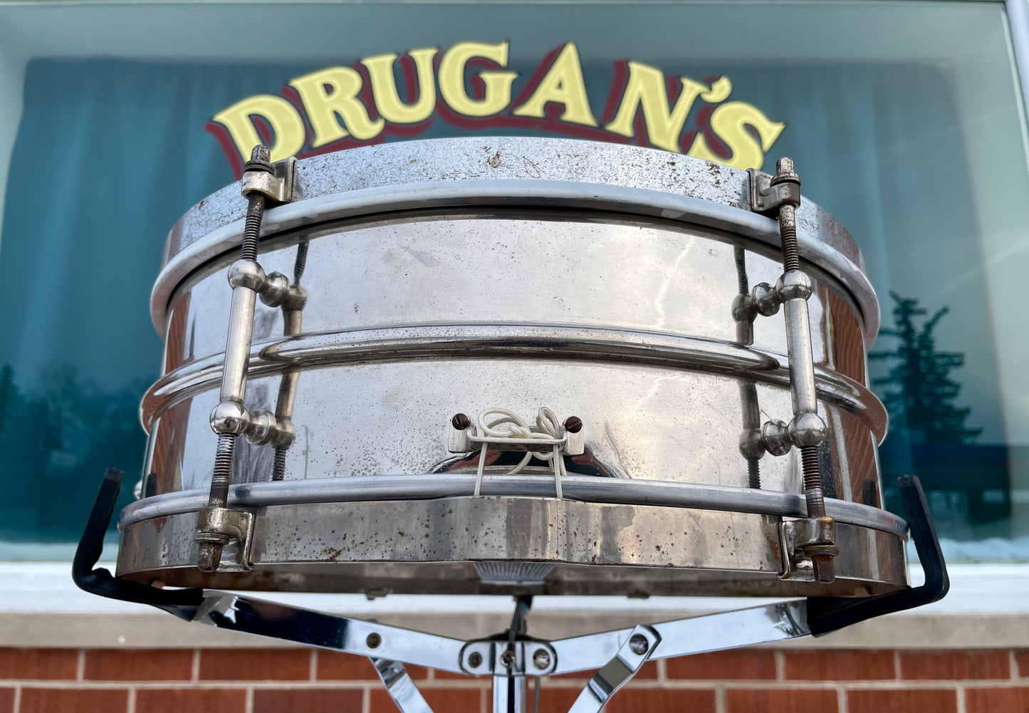 1920s Ludwig 5x14 Universal 2-Pc. Brass Shell Snare Drum Pioneer