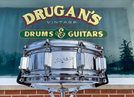 1970s Rogers 5x14 SuperTen Script Logo Snare Drum Steel No. 53-2514 Super Ten 10