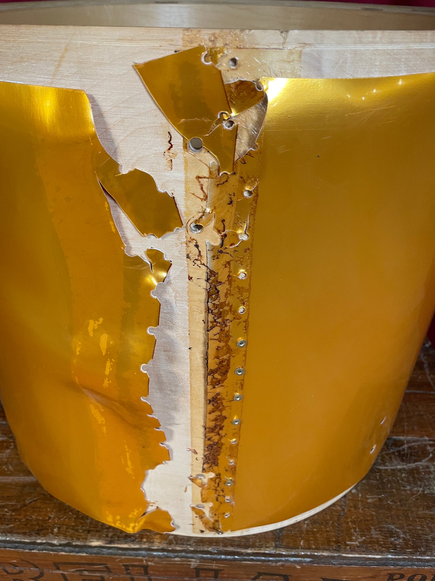 1980s Ludwig 16x18 Floor Tom Drum Shell Gold Silk 6-Ply