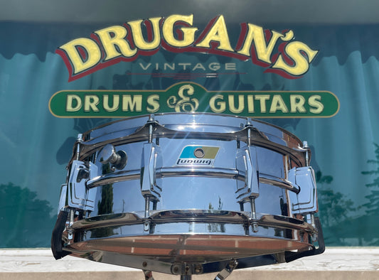 Early 1970s Ludwig 5x14 "Cut Badge" Brass Shell Supraphonic Snare Drum COB