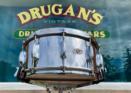 1970's Slingerland 10-Lug Gene Krupa 6.5x14 Chrome Over Brass Snare Drum