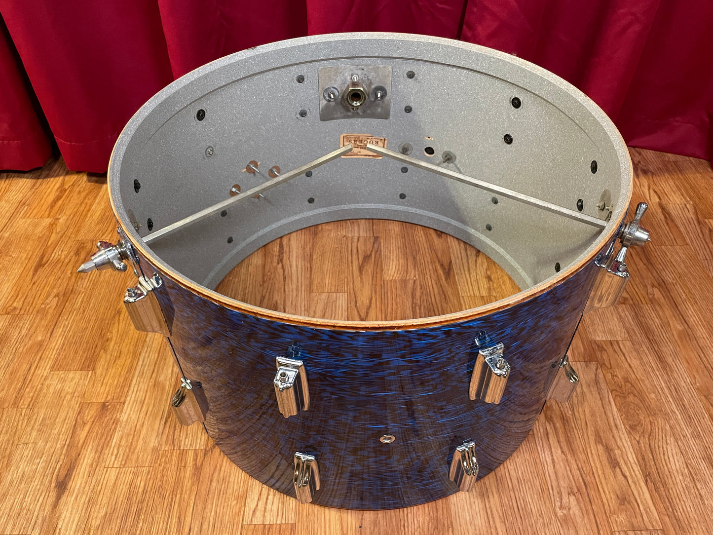 1970s Rogers PowerTone 14x22 Bass Drum Blue Onyx Pearl 22x14