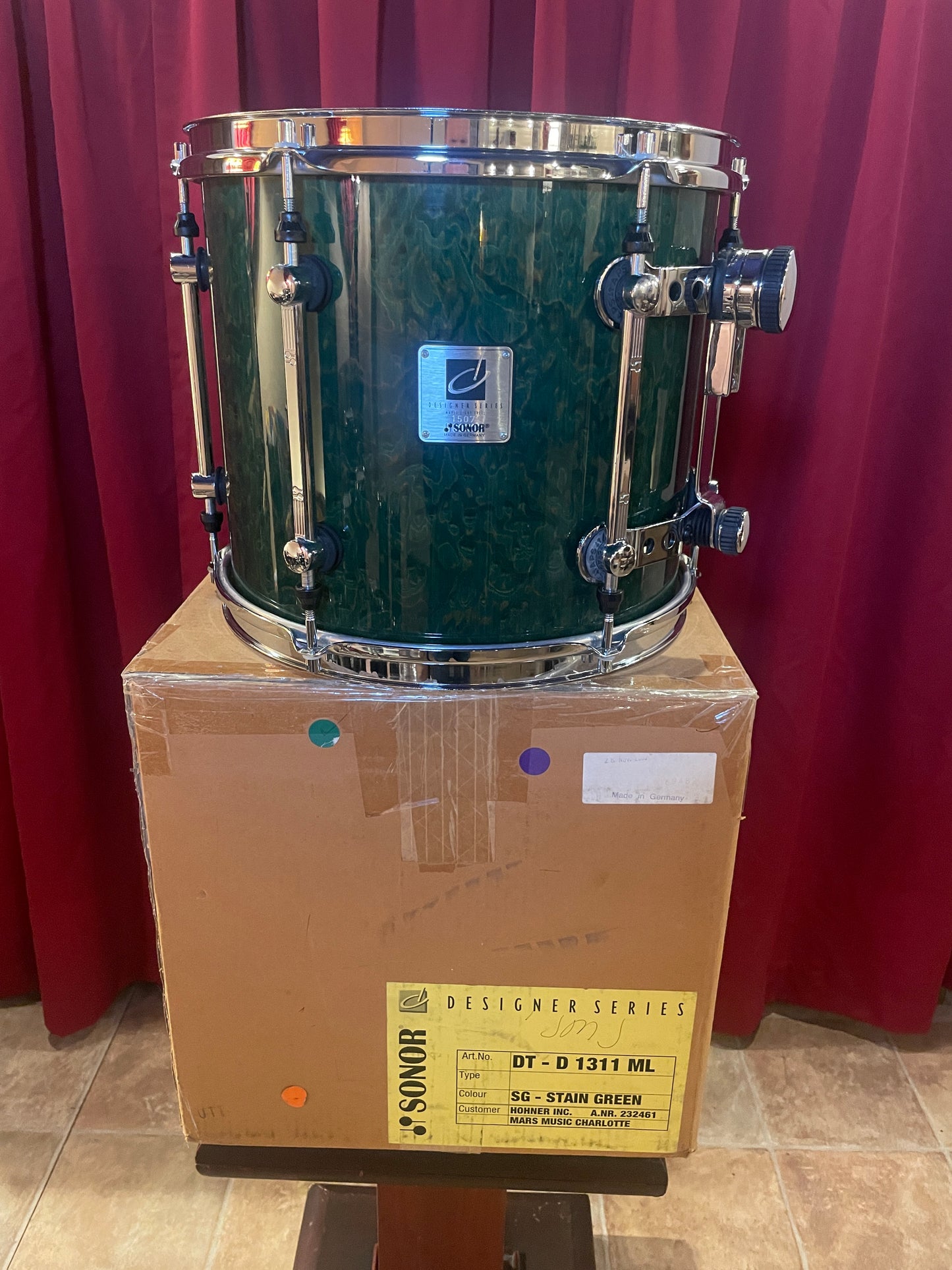 Sonor Designer Series 13" Maple Light Tom Single Stain Green 11x13 13x11