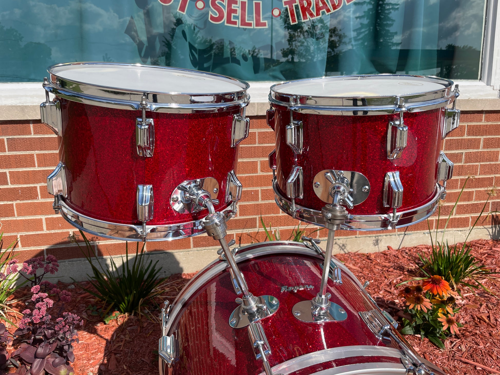Rogers Dave Clark Tribute Drum Set Red Sparkle, Toms Back